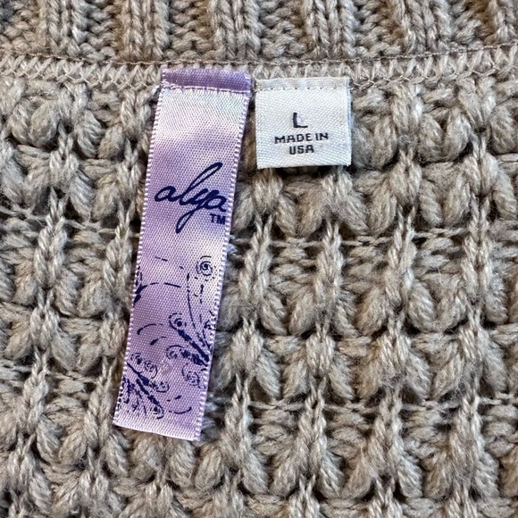 FRANCESCAS ALYA Tan Long Sleeve Sweater Textured Crew Neck Light Brown Taupe L - Picture 5 of 10